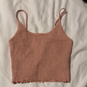 Hollister Dusty Pink Smocked Crop Top